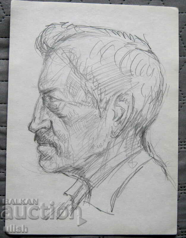 Стара рисунка - портрет мъж - молив