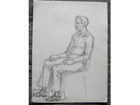 Παλιό σχέδιο - πορτρέτο ενός καθιστού άνδρα #2 - μολύβι