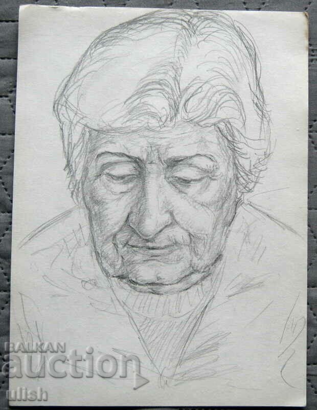 Стара рисунка - портрет жена №3 - молив