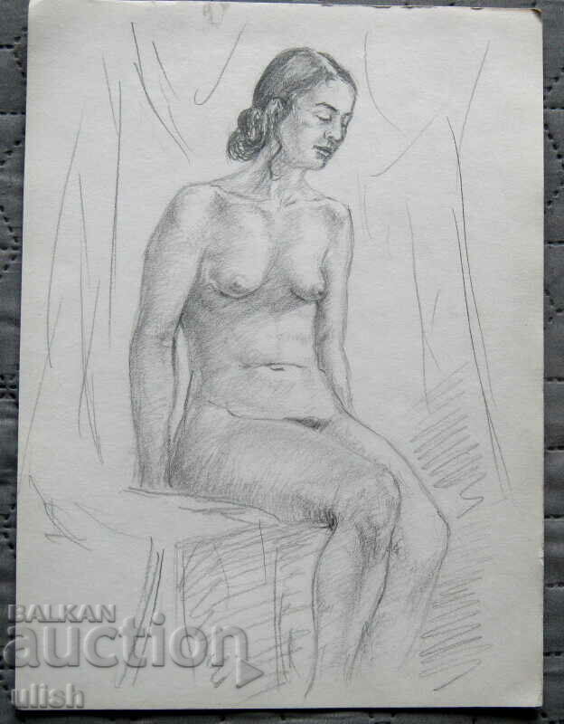 Παλιό σχέδιο - γυμνό γυναικείο σώμα Πράξη ερωτισμού #1 - μολύβι
