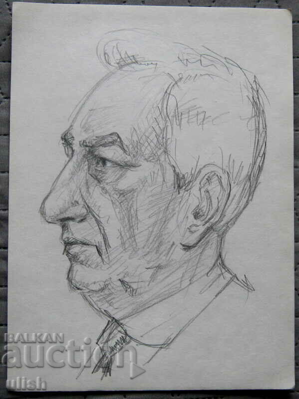 Old drawing - portrait man - pencil