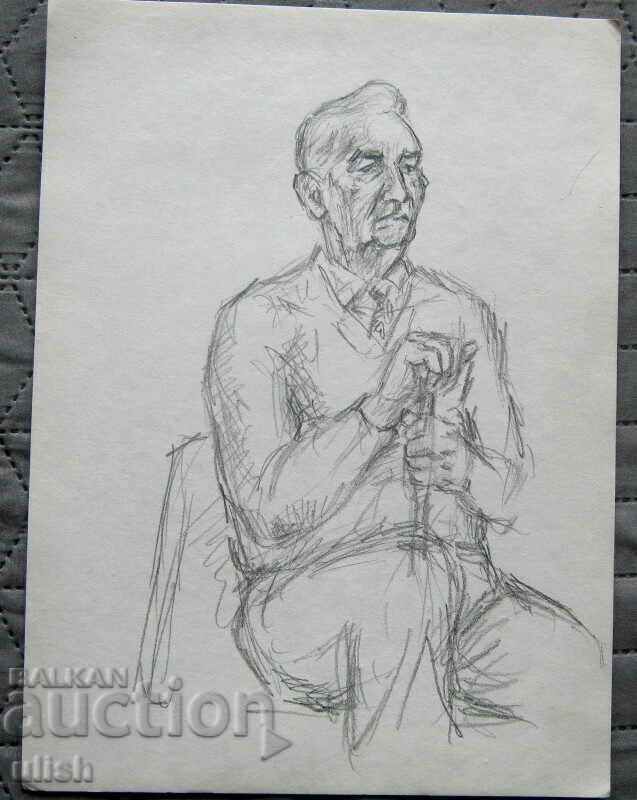 Old drawing - portrait of a seated man #1 - pencil