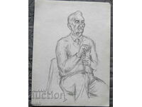Παλιό σχέδιο - πορτρέτο ενός καθιστού άνδρα #1 - μολύβι