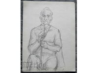Стара рисунка - портрет седящ мъж №2 - молив