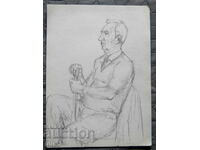 Παλιό σχέδιο - πορτρέτο ενός καθιστού άνδρα #3 - μολύβι