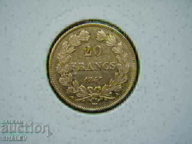 Livrarea 20 franci 1847 Franța - XF/AU (aur) Livrarea 20 franci 1847 Franța - XF/AU (aur)