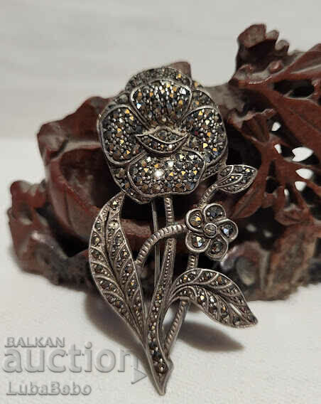 Auction Rose Retro Sterling Silver Brooch Auction Rose Retro Sterling Silver Brooch