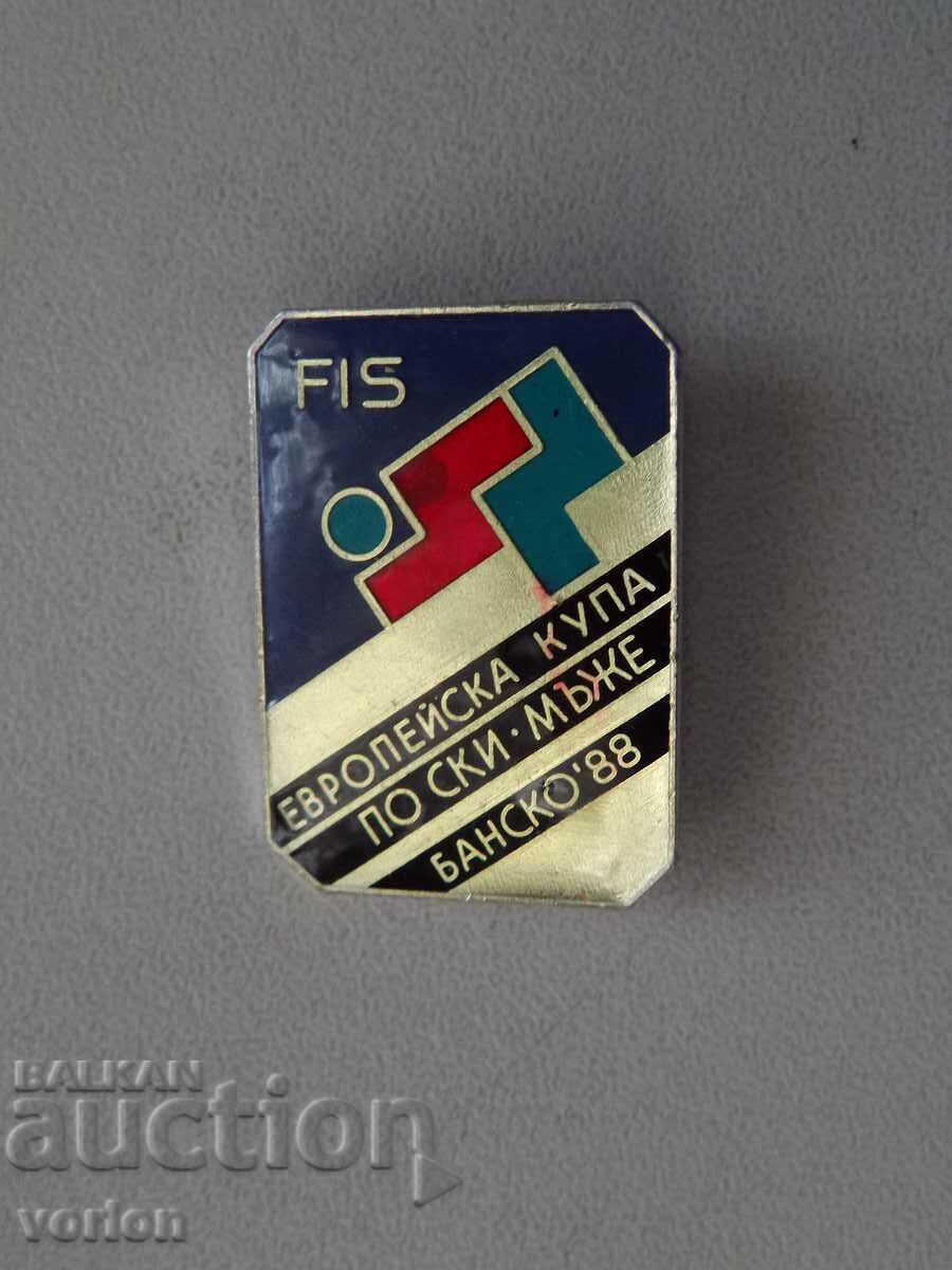 Insigna FIS Cupa Europeană de schi pentru bărbați - Bansko 1988
