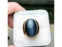 Men's ring with blue opal, gold plating