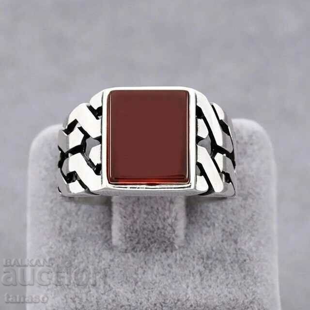 Men's ring with red opal