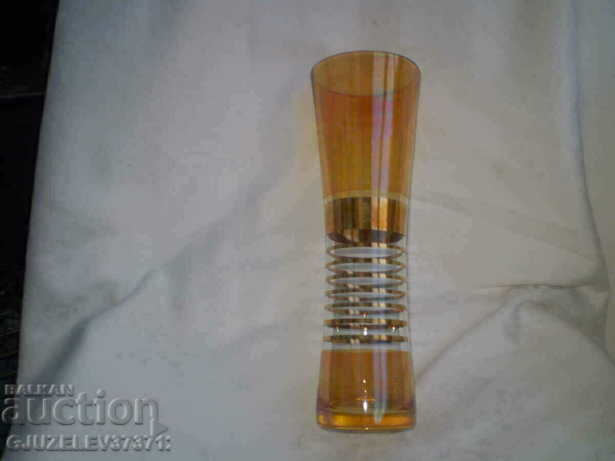 Delivery of 19th Century Art Deco Vase Thin Yellow Glass Gilt Delivery of 19th Century Art Deco Vase Thin Yellow Glass Gilt