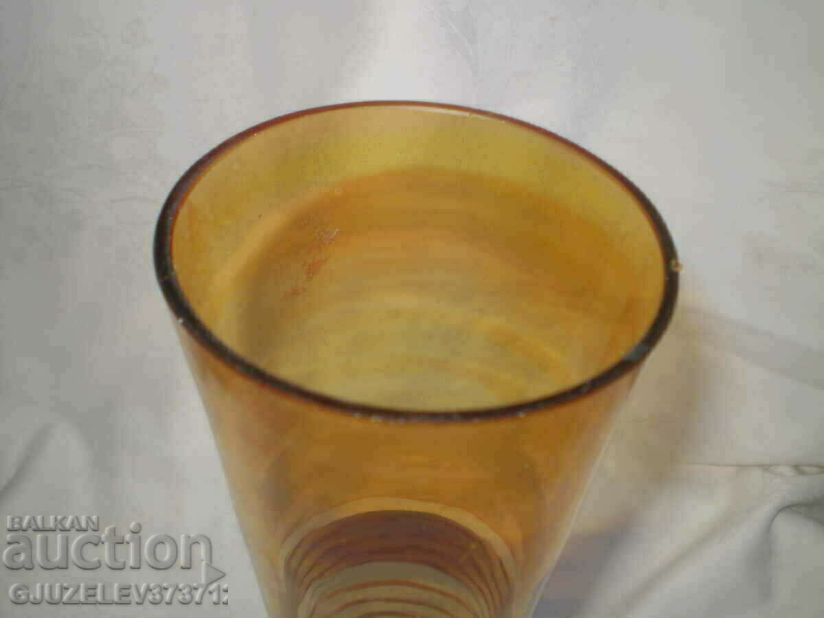 19th Century Art Deco Vase Thin Yellow Glass Gilt - 5 19th Century Art Deco Vase Thin Yellow Glass Gilt - 5