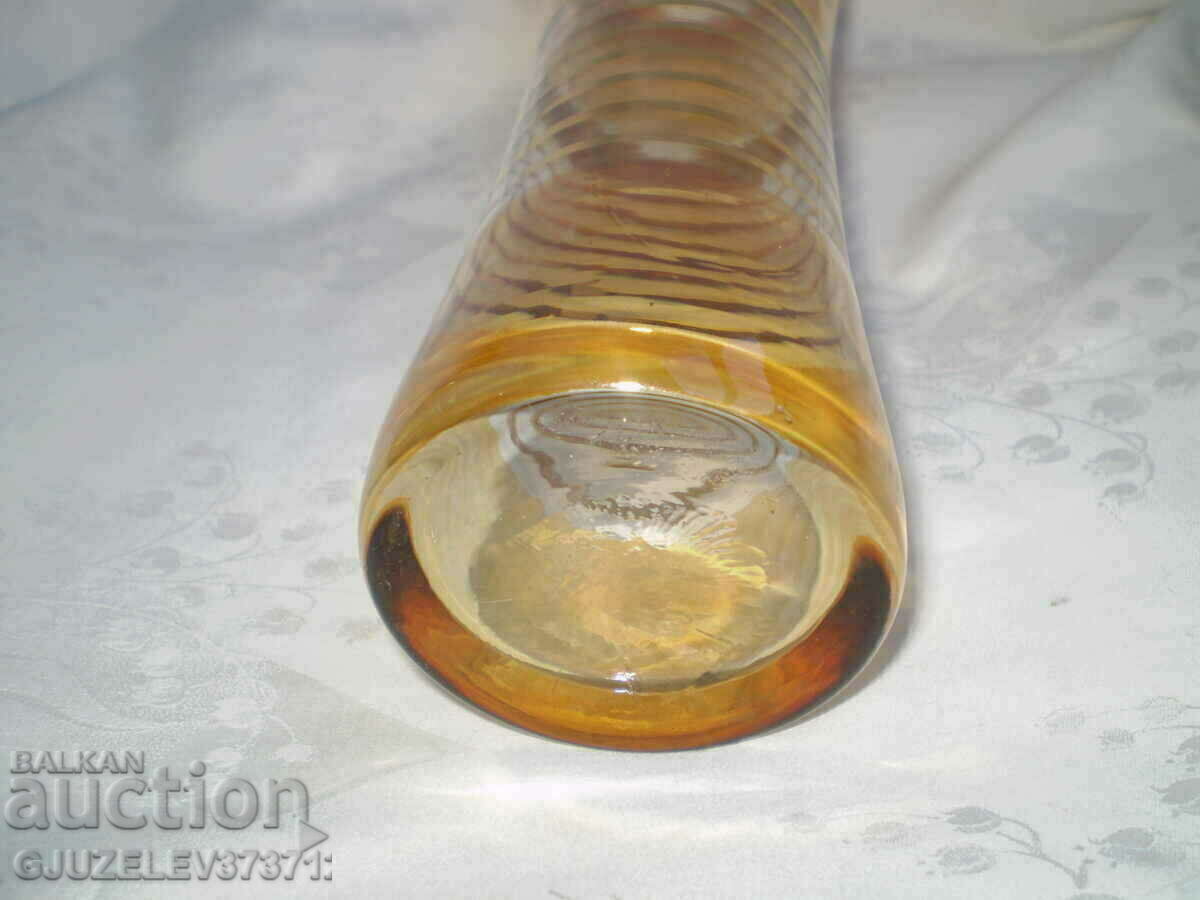 19th Century Art Deco Vase Thin Yellow Glass Gilt - 6 19th Century Art Deco Vase Thin Yellow Glass Gilt - 6