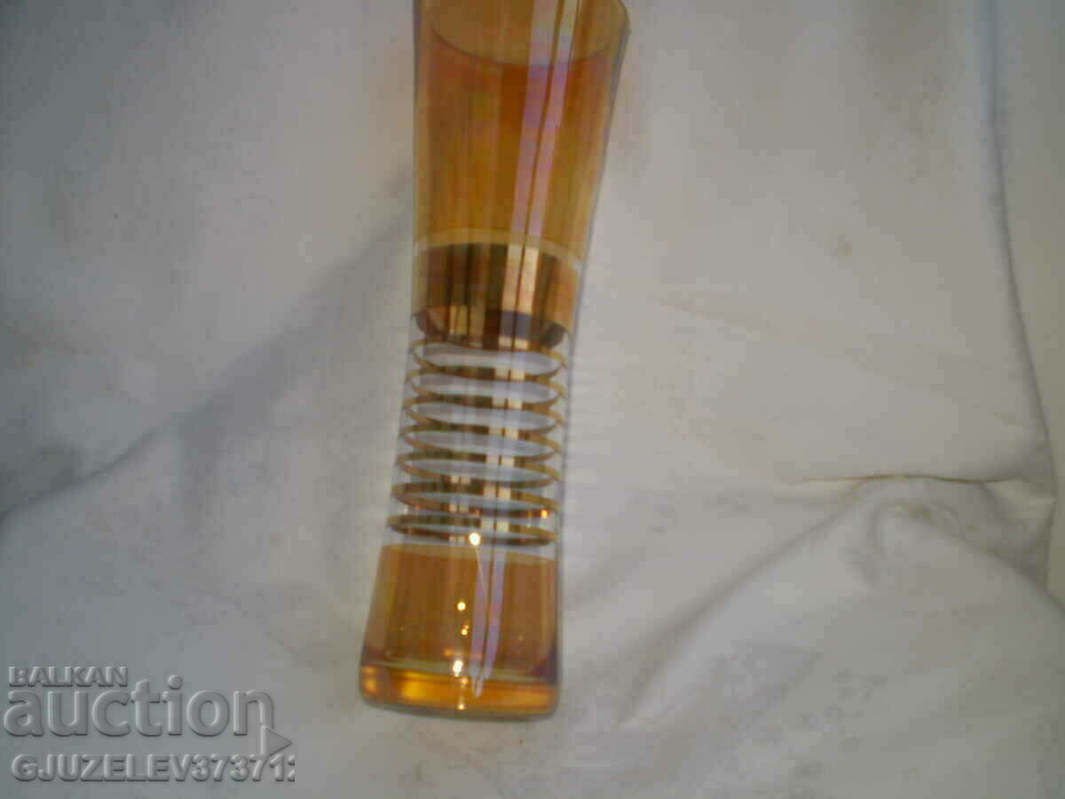 19th Century Art Deco Vase Thin Yellow Glass Gilt - 7 19th Century Art Deco Vase Thin Yellow Glass Gilt - 7