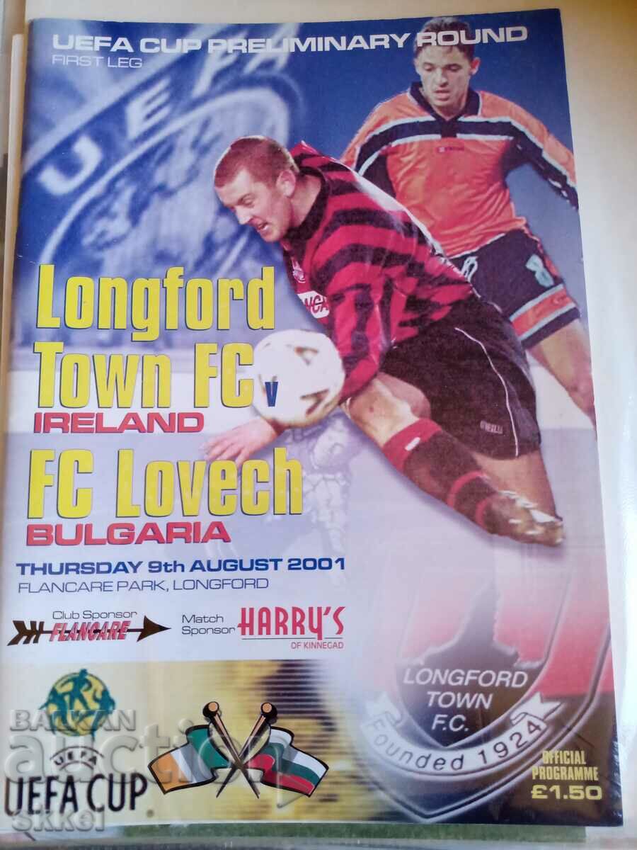 Football program Longford - Litex Lovech 2001 UEFA