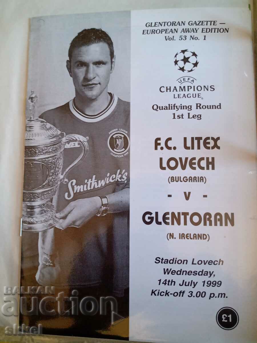 Football program Litex Lovech - Glentoran 1999 SHL