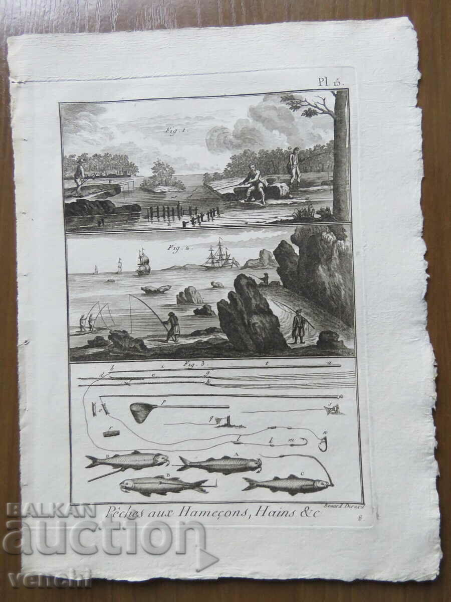 1793 - ENGRAVING - FISHING - PARIS - ORIGINAL with price 59.99 BGN | € 30.67 1793 - ENGRAVING - FISHING - PARIS - ORIGINAL with price 59.99 BGN | € 30.67