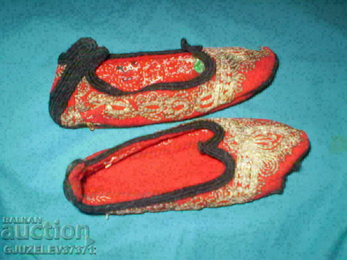 Antique Hand Embroidered Red Terlitzi With Gold Metallic - 6 Antique Hand Embroidered Red Terlitzi With Gold Metallic - 6