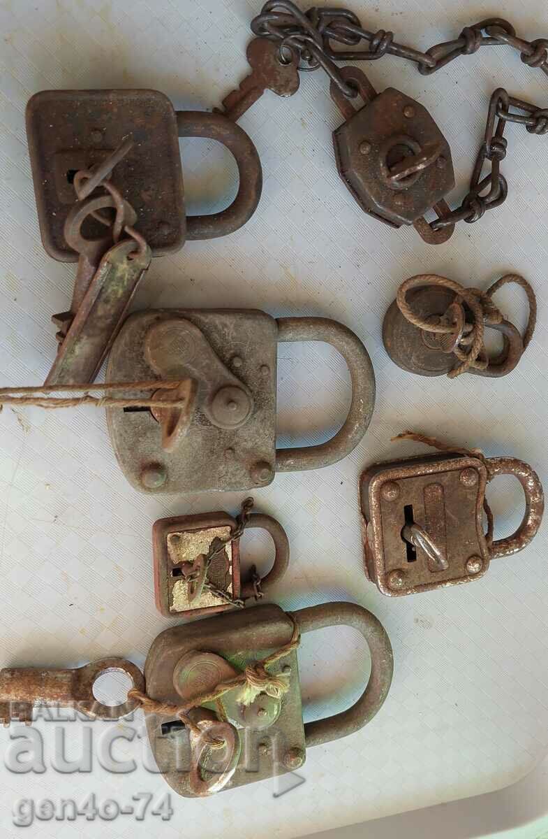 lot of old working padlocks