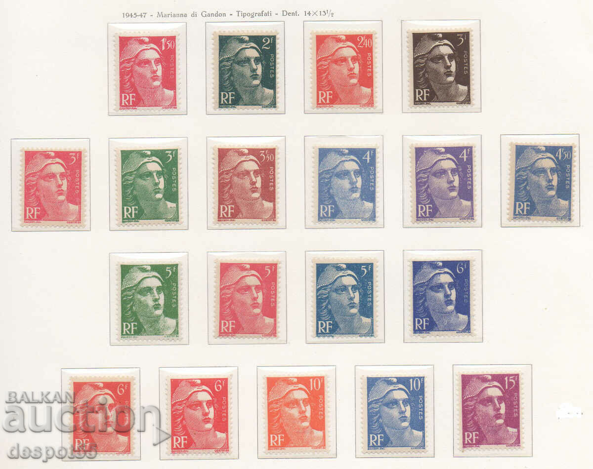 1945-47. Франция. Нови ежедневни марки - Мариане.
