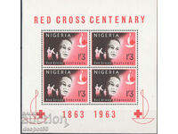 1963. Nigeria. The 100th anniversary of the Red Cross. Block.