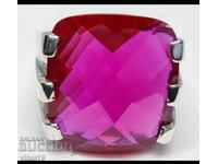Silver ring with a huge ruby
