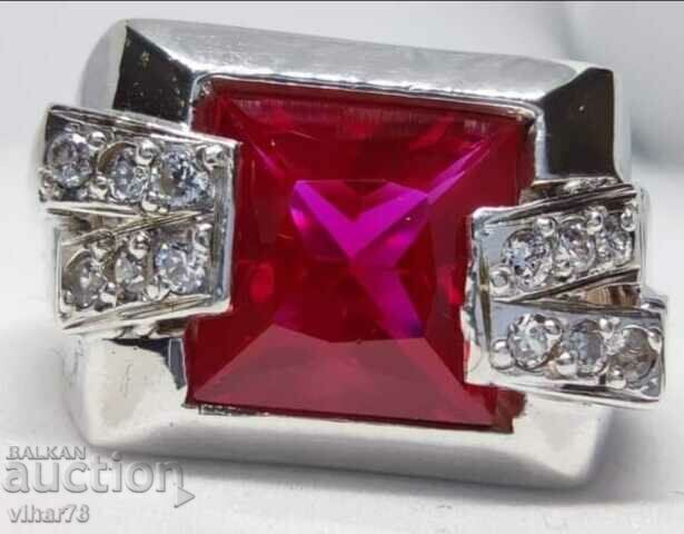 Silver ring with a huge ruby - 5 Silver ring with a huge ruby - 5