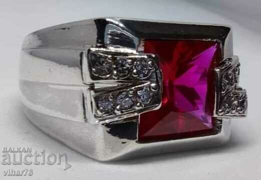 Silver ring with a huge ruby - 6 Silver ring with a huge ruby - 6