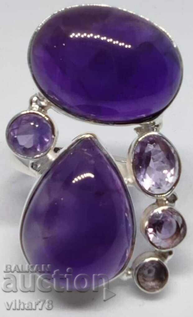 Delivery of Huge silver ring with amethysts Delivery of Huge silver ring with amethysts