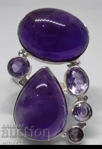 Huge silver ring with amethysts - 5 Huge silver ring with amethysts - 5