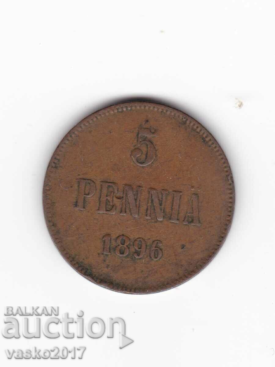 5 PENNIA - 1896 Russia for Finland