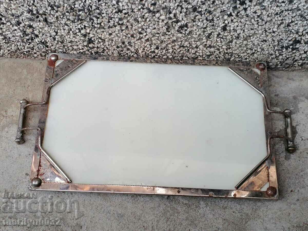 Antique serving tray, platter, or plate from the 1930s with price 49.00 BGN | € 25.05 Antique serving tray, platter, or plate from the 1930s with price 49.00 BGN | € 25.05