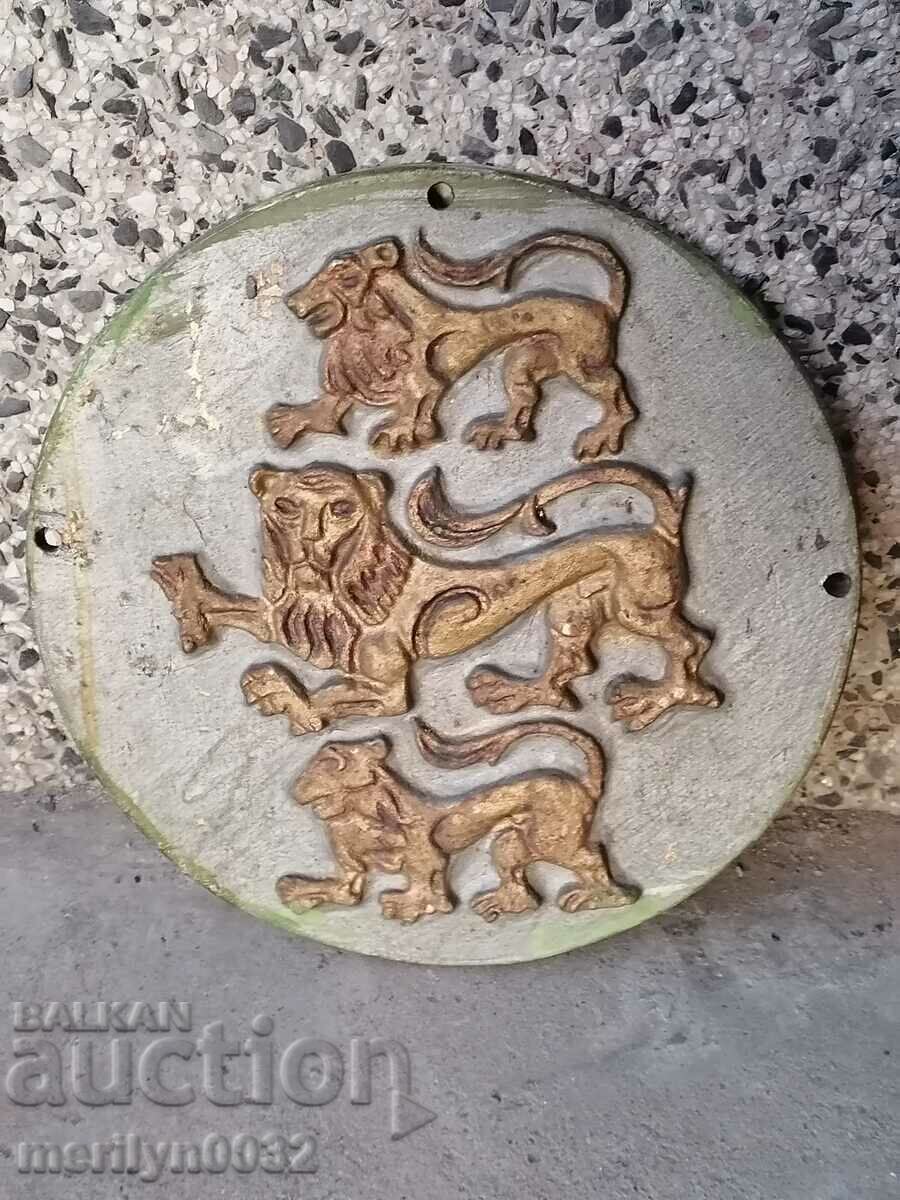 Metal figures 3 lions, the coat of arms of Tarnovo bas-relief 4.4 kg bronze