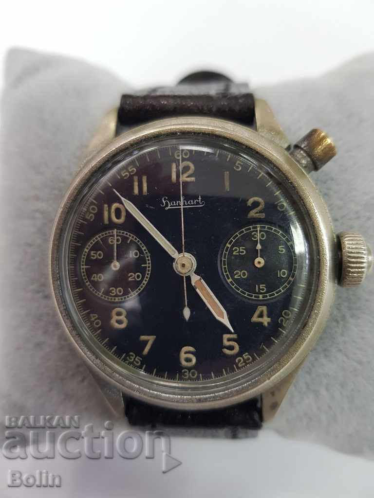 Уникално рядък пилотски часовник HANHART Хронограф WWII