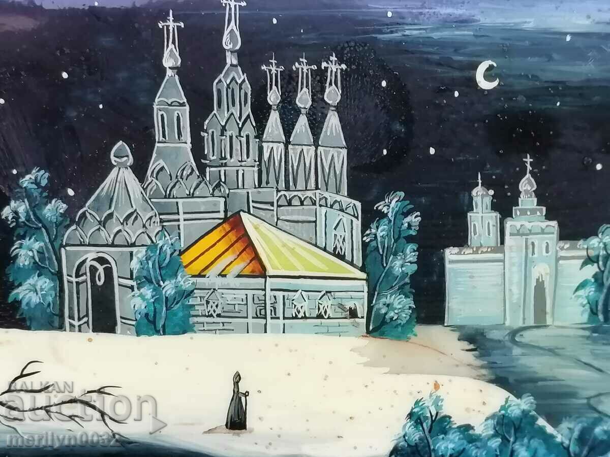 Wooden hand-painted jewelry box lacquer miniature with price 129.50 BGN | € 66.21 Wooden hand-painted jewelry box lacquer miniature with price 129.50 BGN | € 66.21