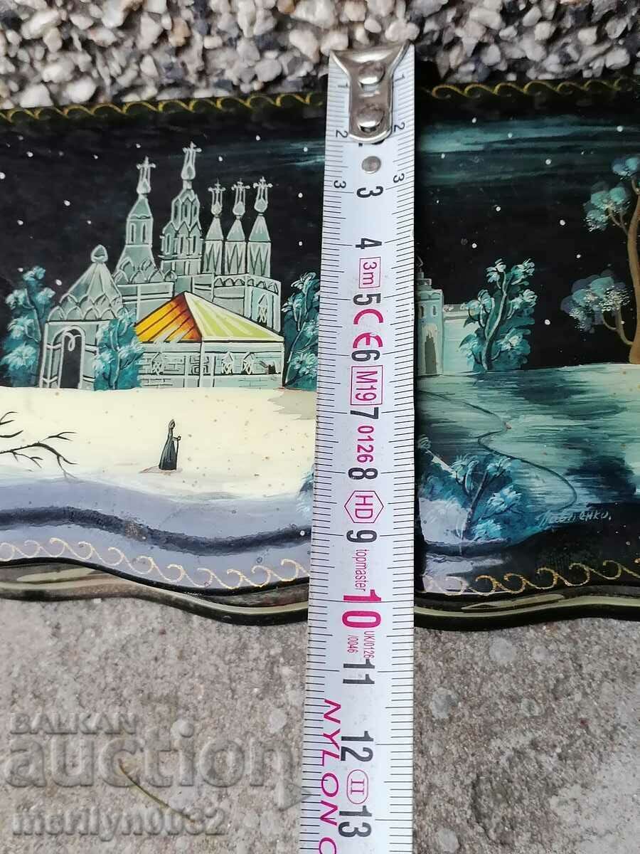 Wooden hand-painted jewelry box lacquer miniature - 7 Wooden hand-painted jewelry box lacquer miniature - 7