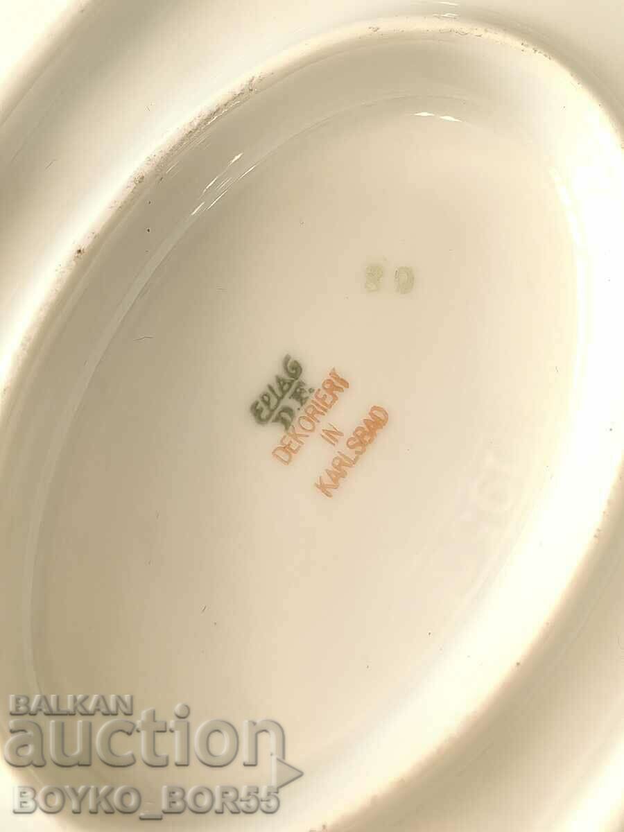 Delivery of Antique German Karlsbad Porcelain Saucer Epiag D.F. Delivery of Antique German Karlsbad Porcelain Saucer Epiag D.F.