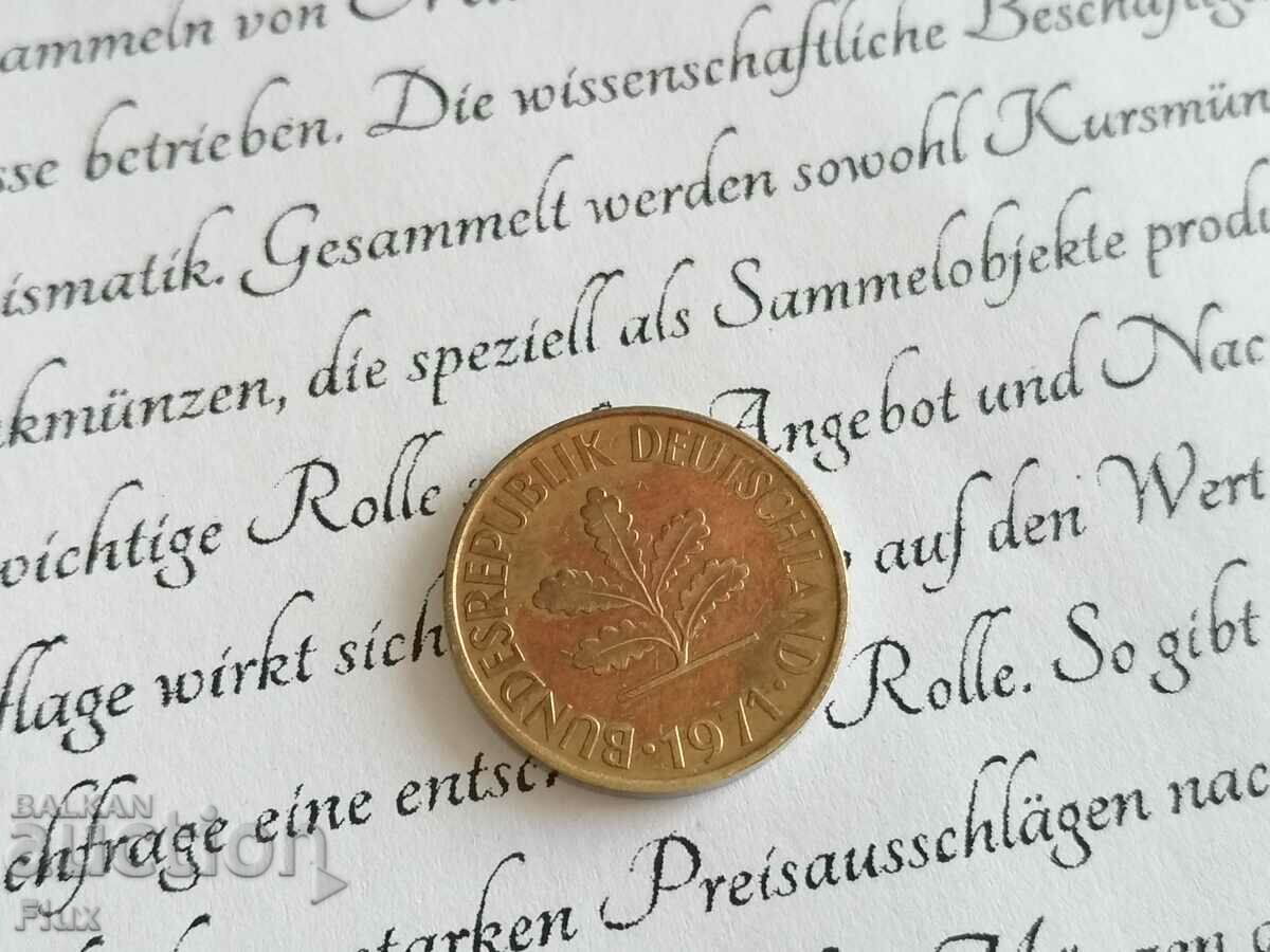 Coin - Germany - 10 Pfennig | 1971; series G with price 0.90 BGN | € 0.46 Coin - Germany - 10 Pfennig | 1971; series G with price 0.90 BGN | € 0.46