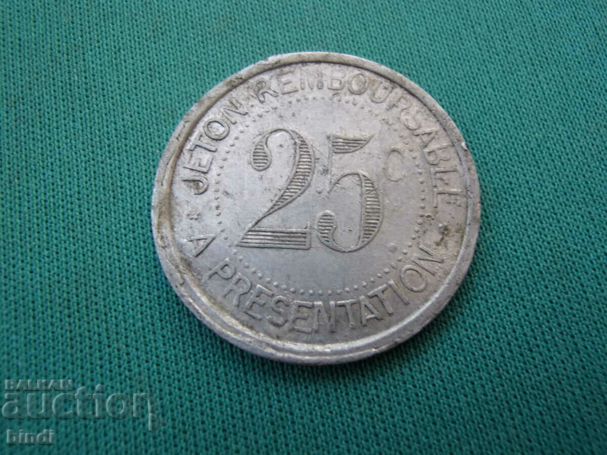 France 25 Santim 1921 Rare