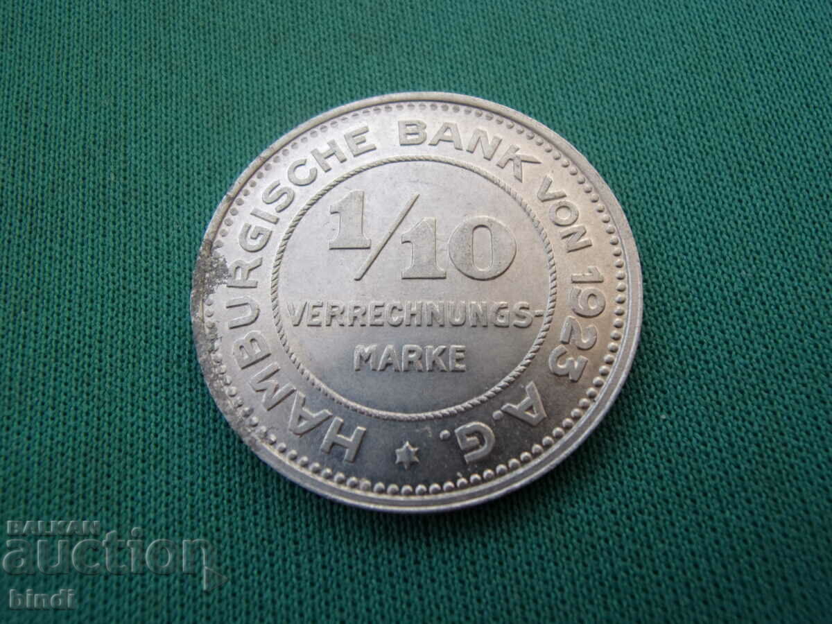 Germany-Hamburg 1/10 Mapke 1923 Rare