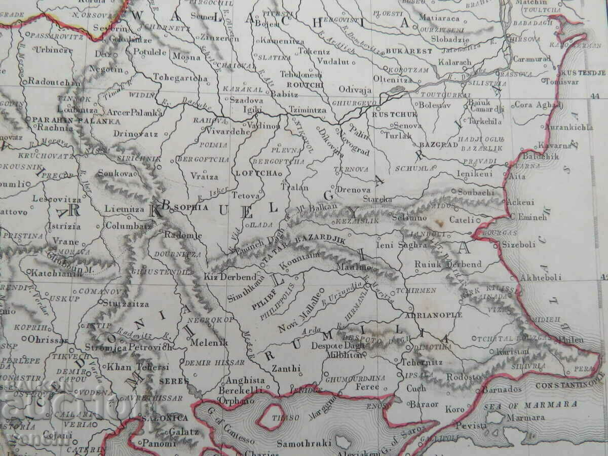 Livrarea 1848 - Harta Turciei și Ungariei - Londra = original +