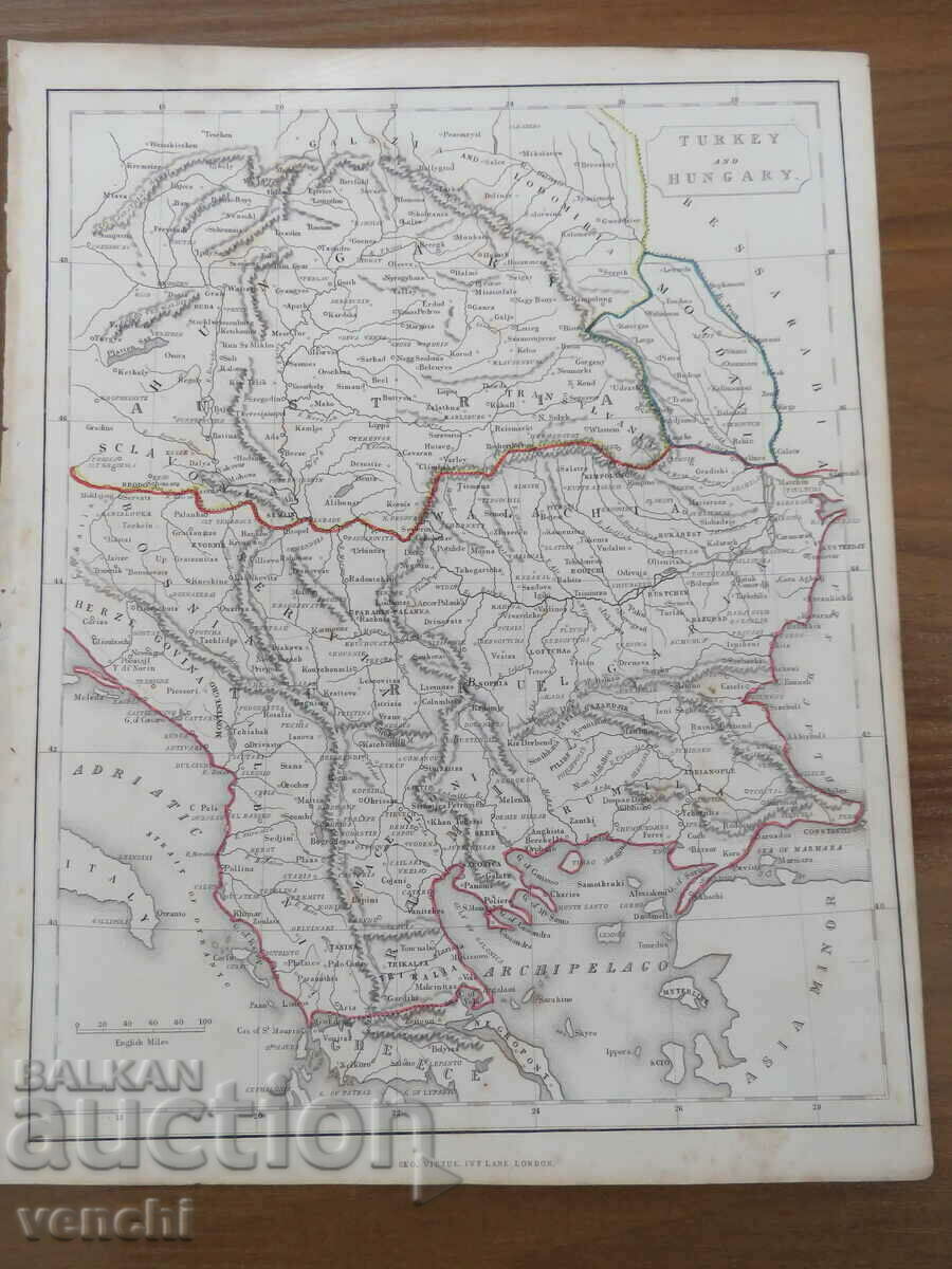 1848 - Harta Turciei și Ungariei - Londra = original +