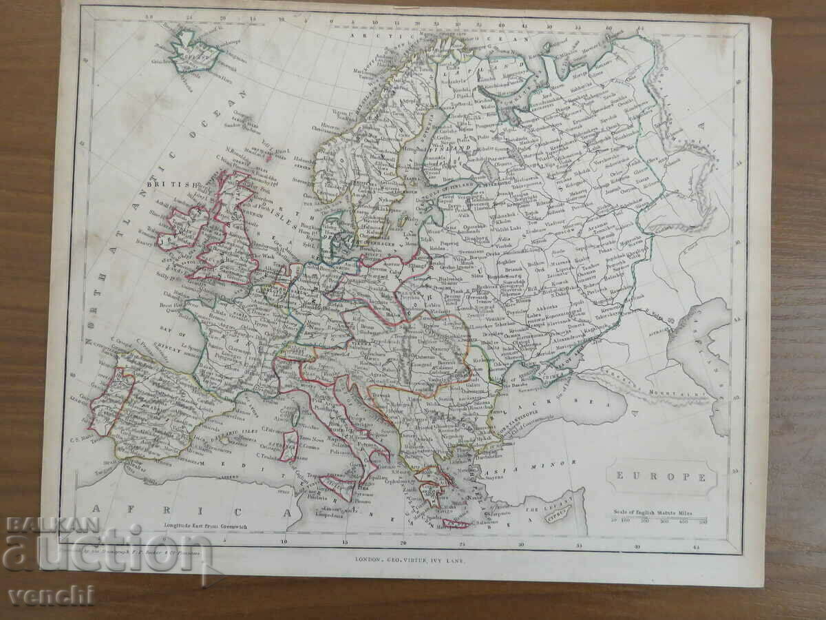 1840 - Χάρτης της Ευρώπης - Becker - Λονδίνο = πρωτότυπο +