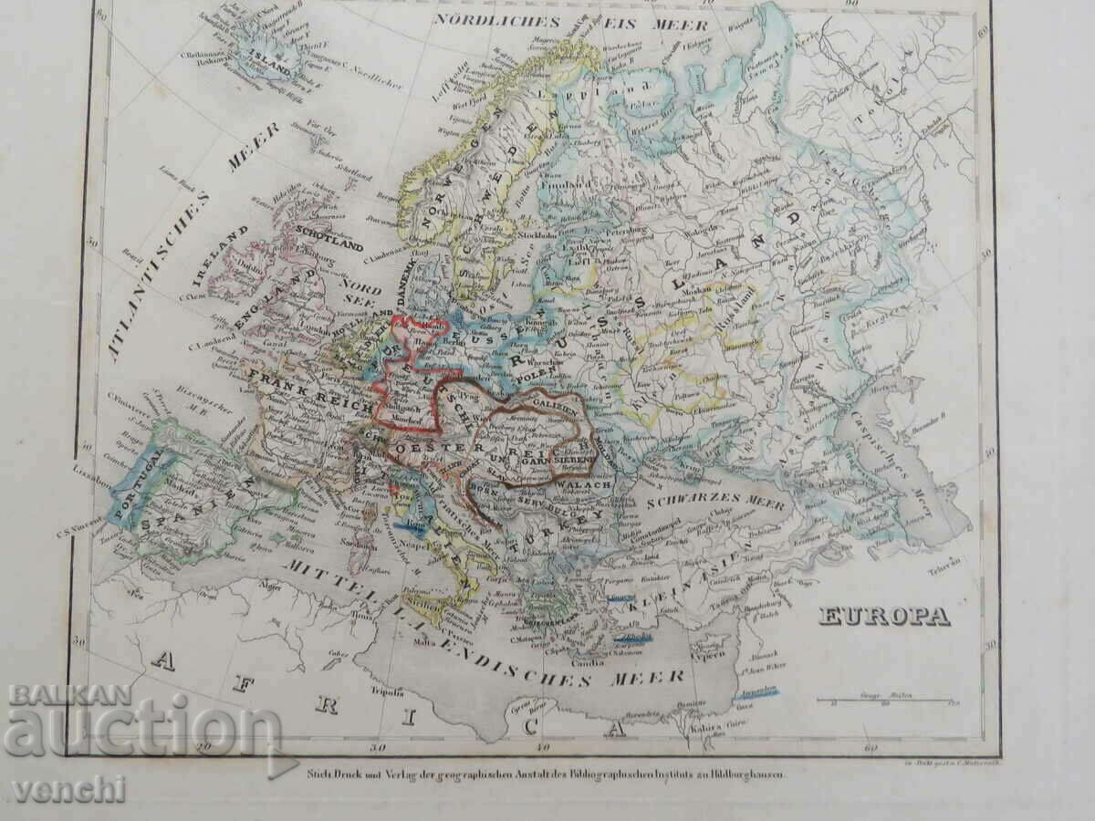 1831 - Map of Europe - Metzeroth = original + with price 59.99 BGN | € 30.67 1831 - Map of Europe - Metzeroth = original + with price 59.99 BGN | € 30.67