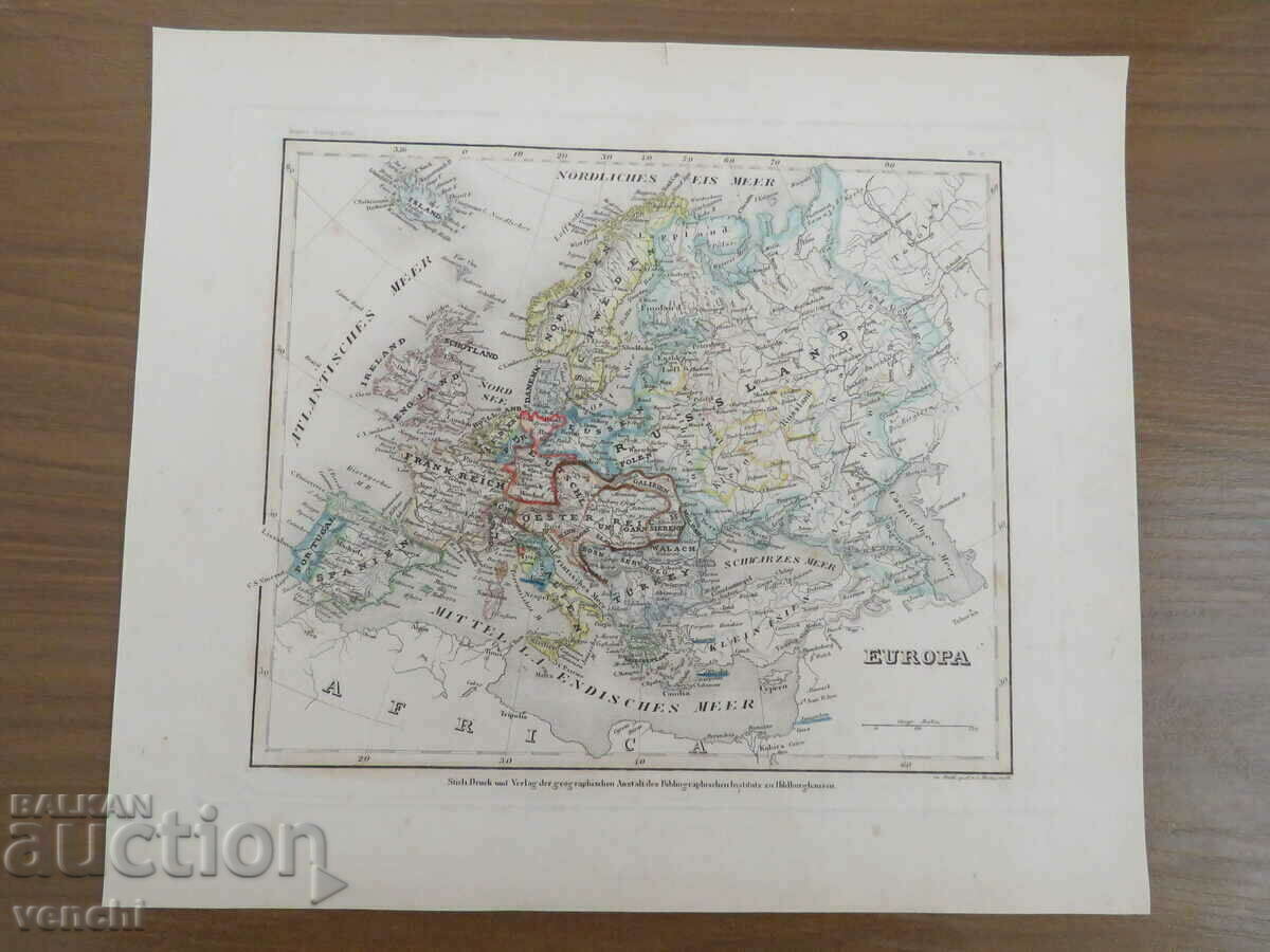 1831 - Χάρτης της Ευρώπης - Metzeroth = πρωτότυπο +