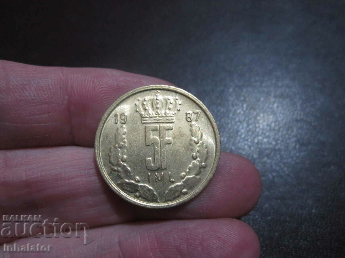 Люксембург 5 франка 1987 год