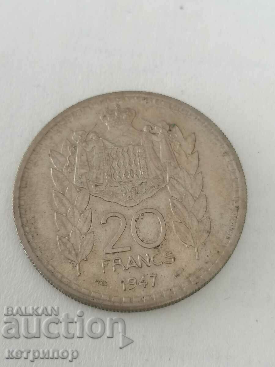 20 Francs Monaco 1947 Nickel