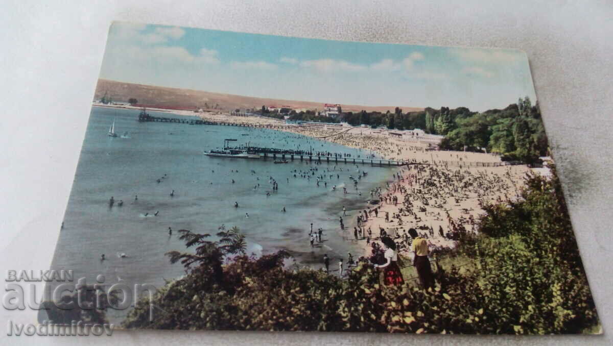Пощенска картичка Варна Общ изглед на Морските бани 1960