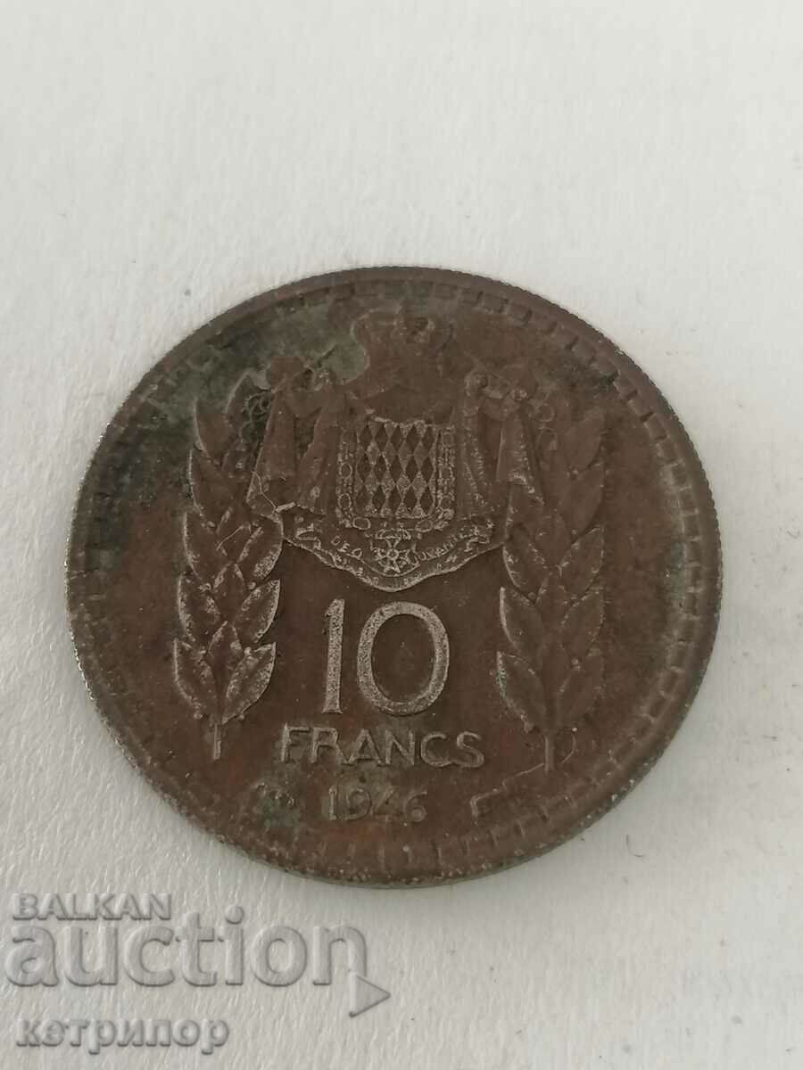 10 франка Монако 1946 г. Никел