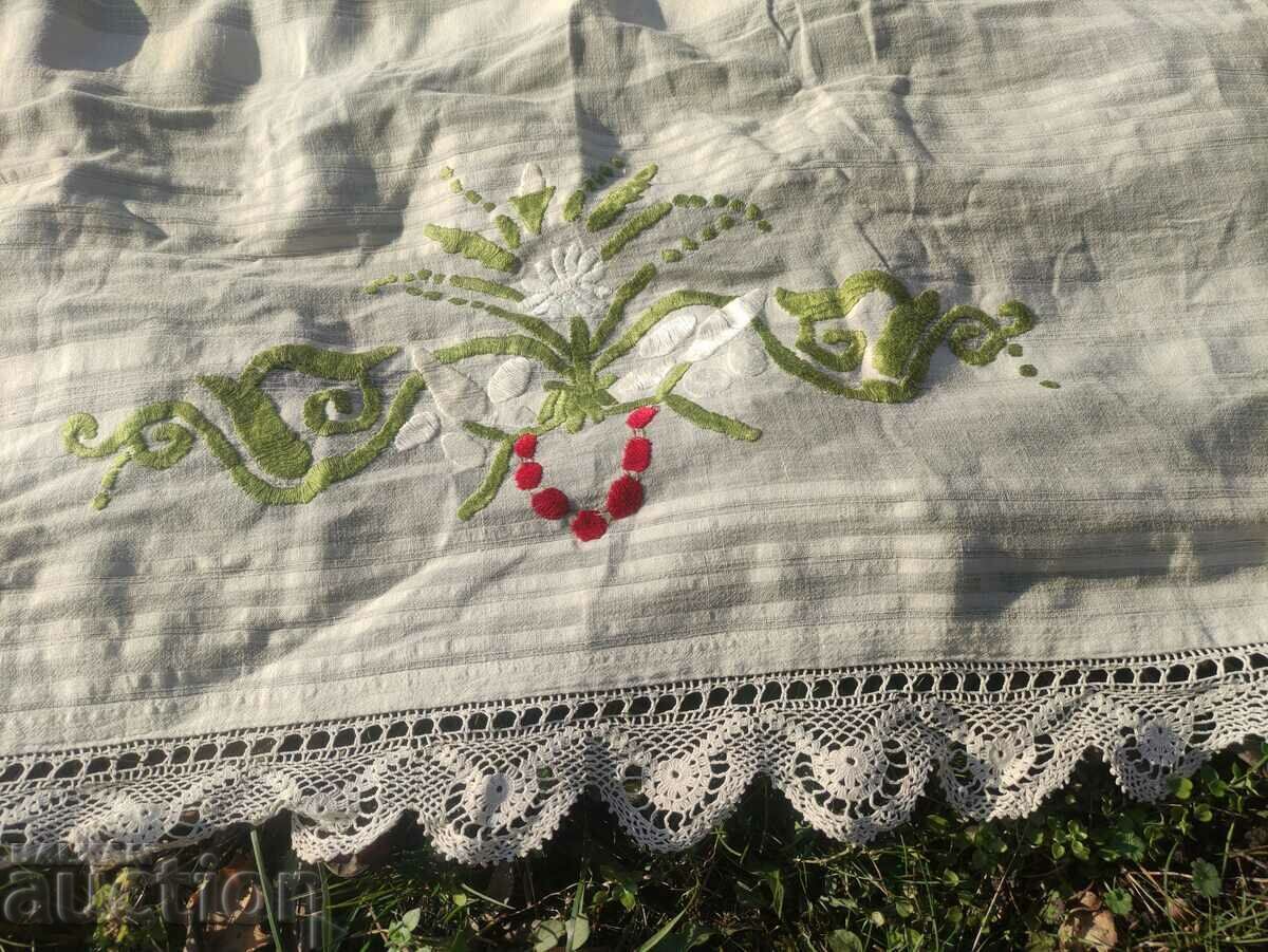 Delivery of tablecloth with embroidery and lace from old chaise Delivery of tablecloth with embroidery and lace from old chaise